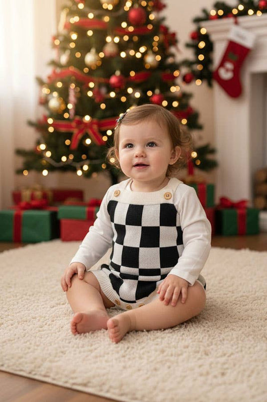 Checkered Adjustable Infant Sweater Onsie