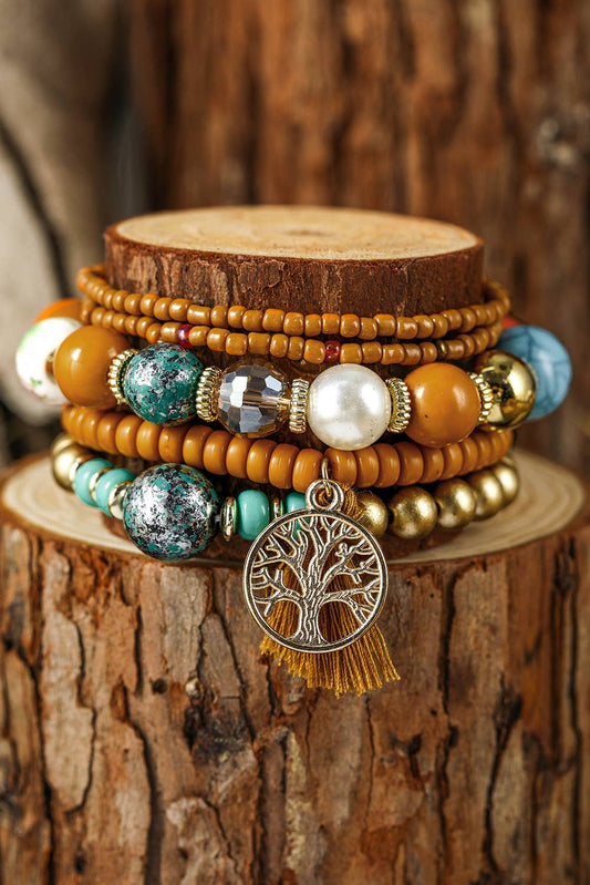 5pcs Boho Beaded Turquoise Bracelets Set
