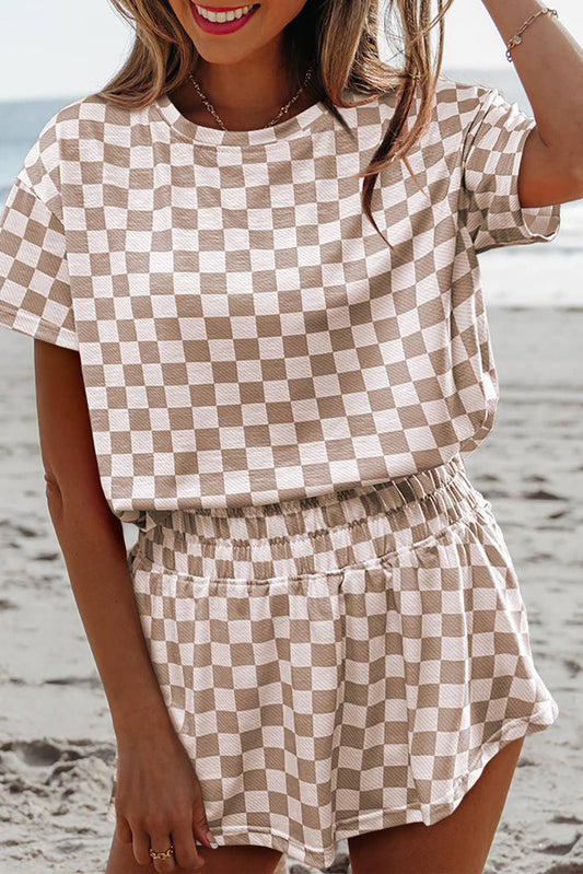 Checkerboard Top & High Waist Skorts 2 Piece Set | S-XL