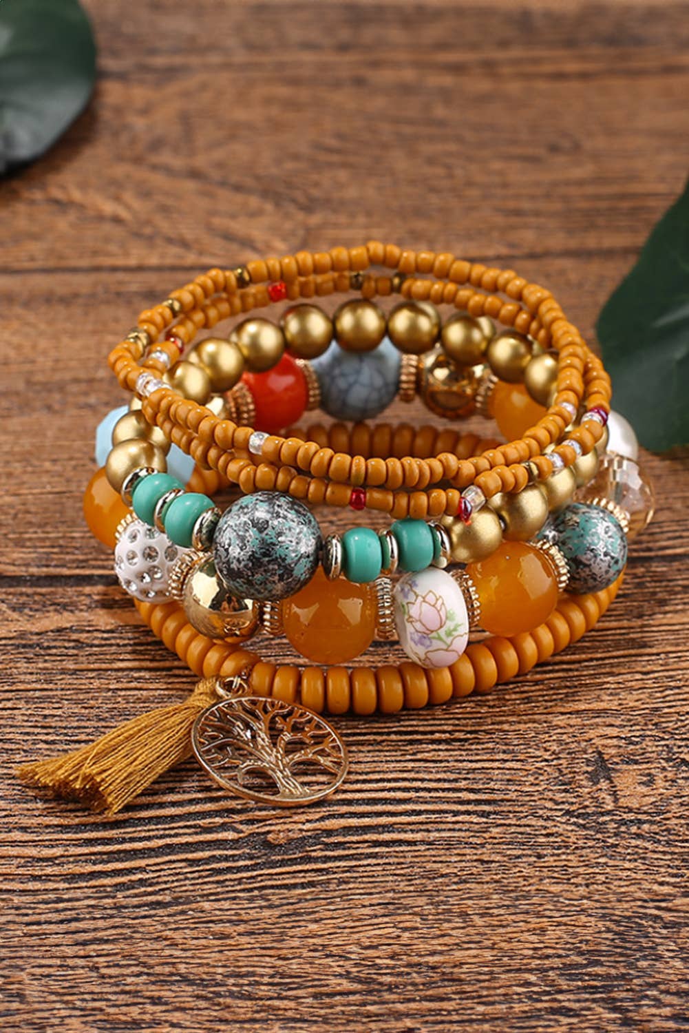 5pcs Boho Beaded Turquoise Bracelets Set