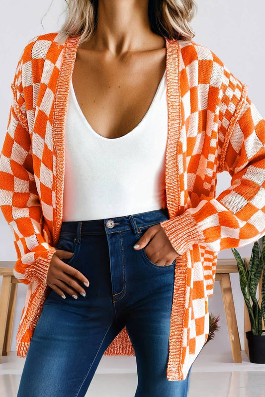 Women's Checkered Cardigan