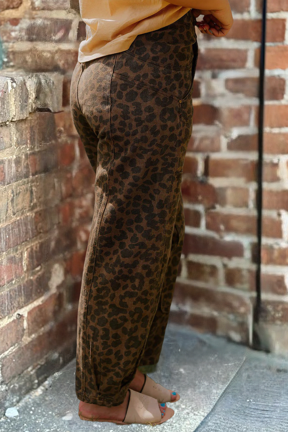 Women's Leopard Print Barrel Jeans