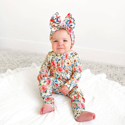 Nayeli RUFFLE ZIP Bamboo One Piece Floral Baby Clothing
