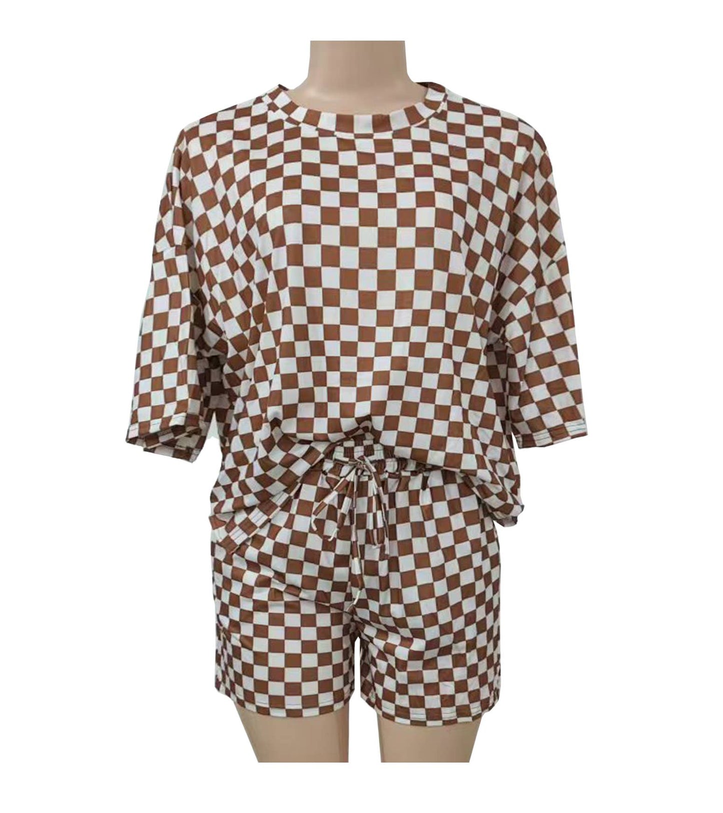 Checkered Short Sleeve Tee & Boxer Short Set