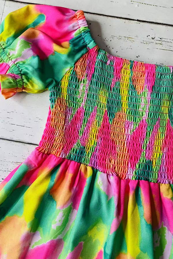Youth Girls Green & Fuchsia Dress