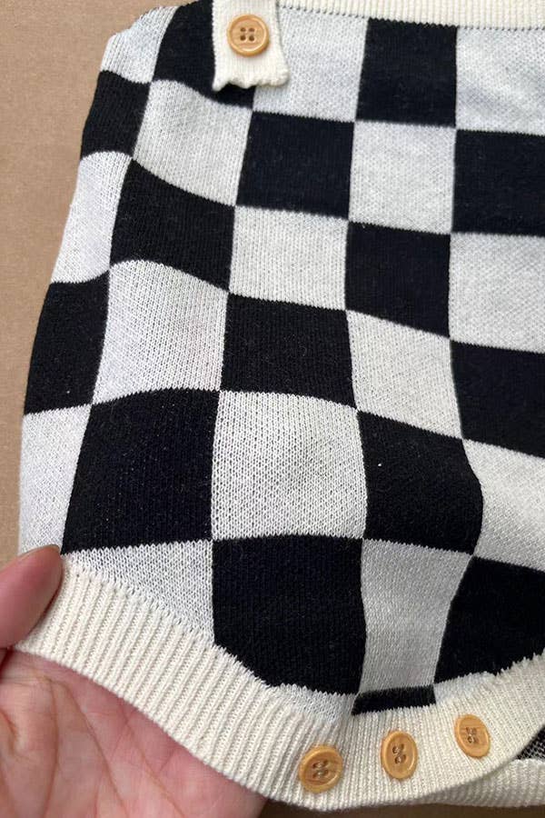 Checkered Adjustable Infant Sweater Onsie