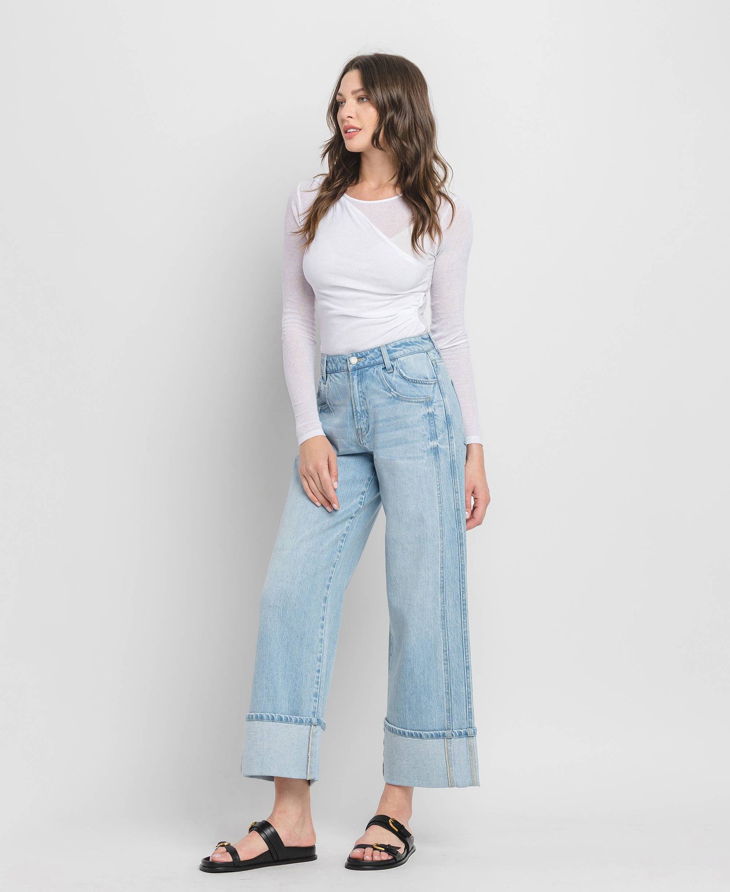 Super High Rise Cuffed Baggy Jeans