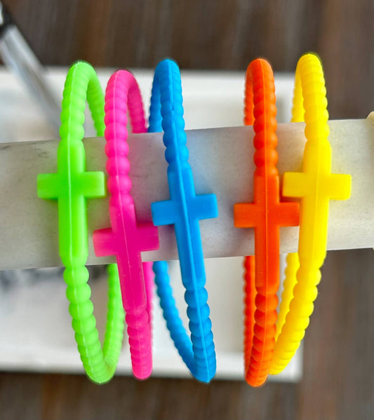 Silicone Cross Bracelet Set of 5