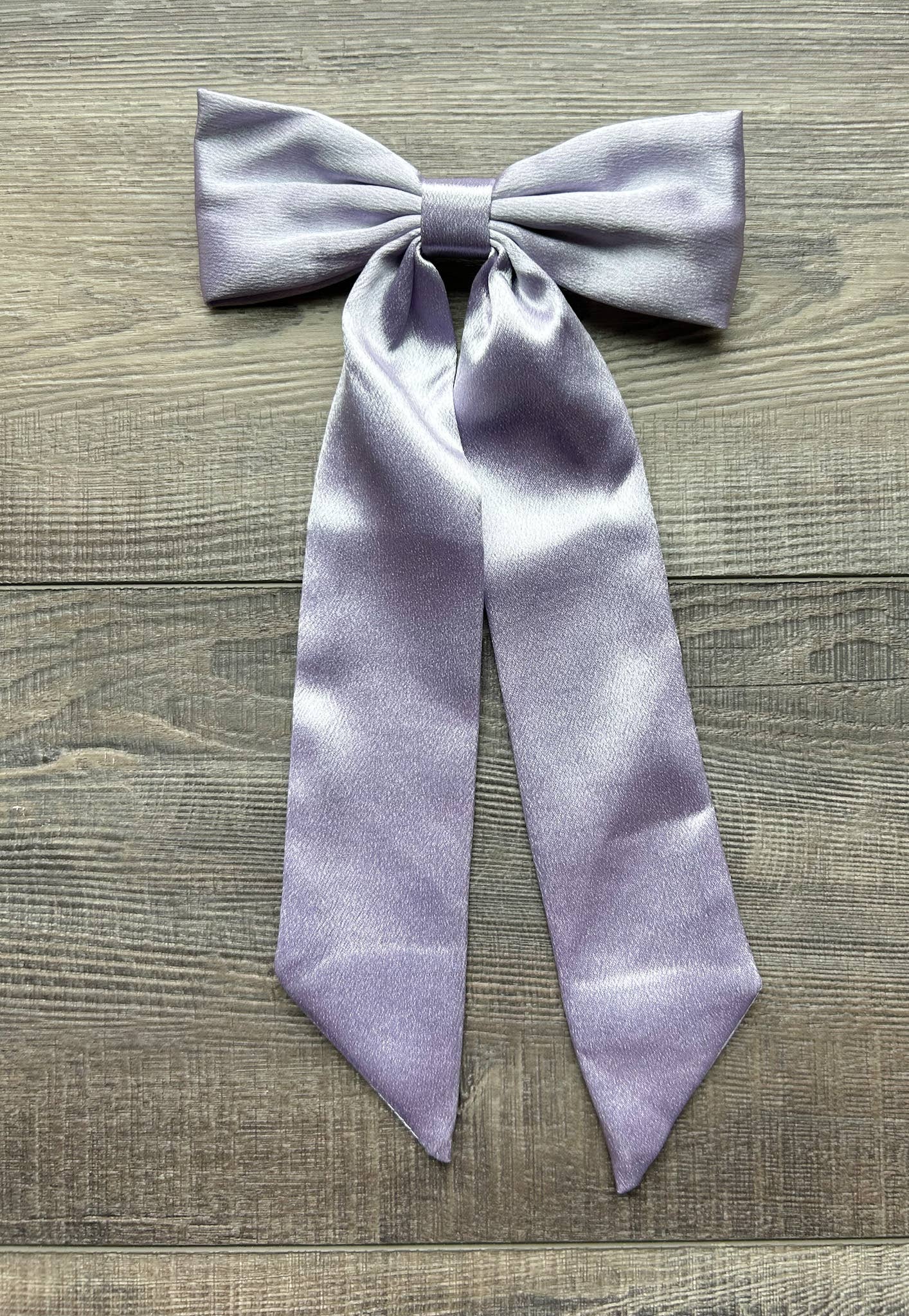 Purple Long Satin Hair Bow with Alligator Clip