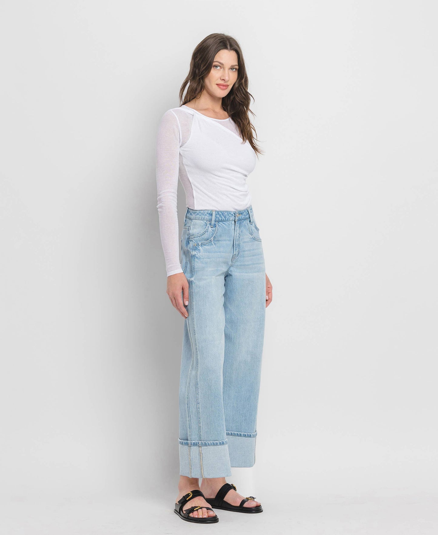 Super High Rise Cuffed Baggy Jeans