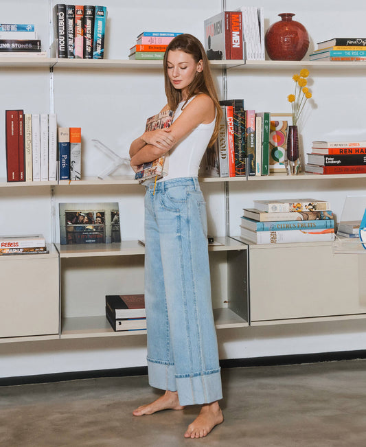 Super High Rise Cuffed Baggy Jeans