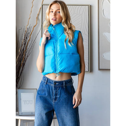 Cropped Adjustable Puffer Vest