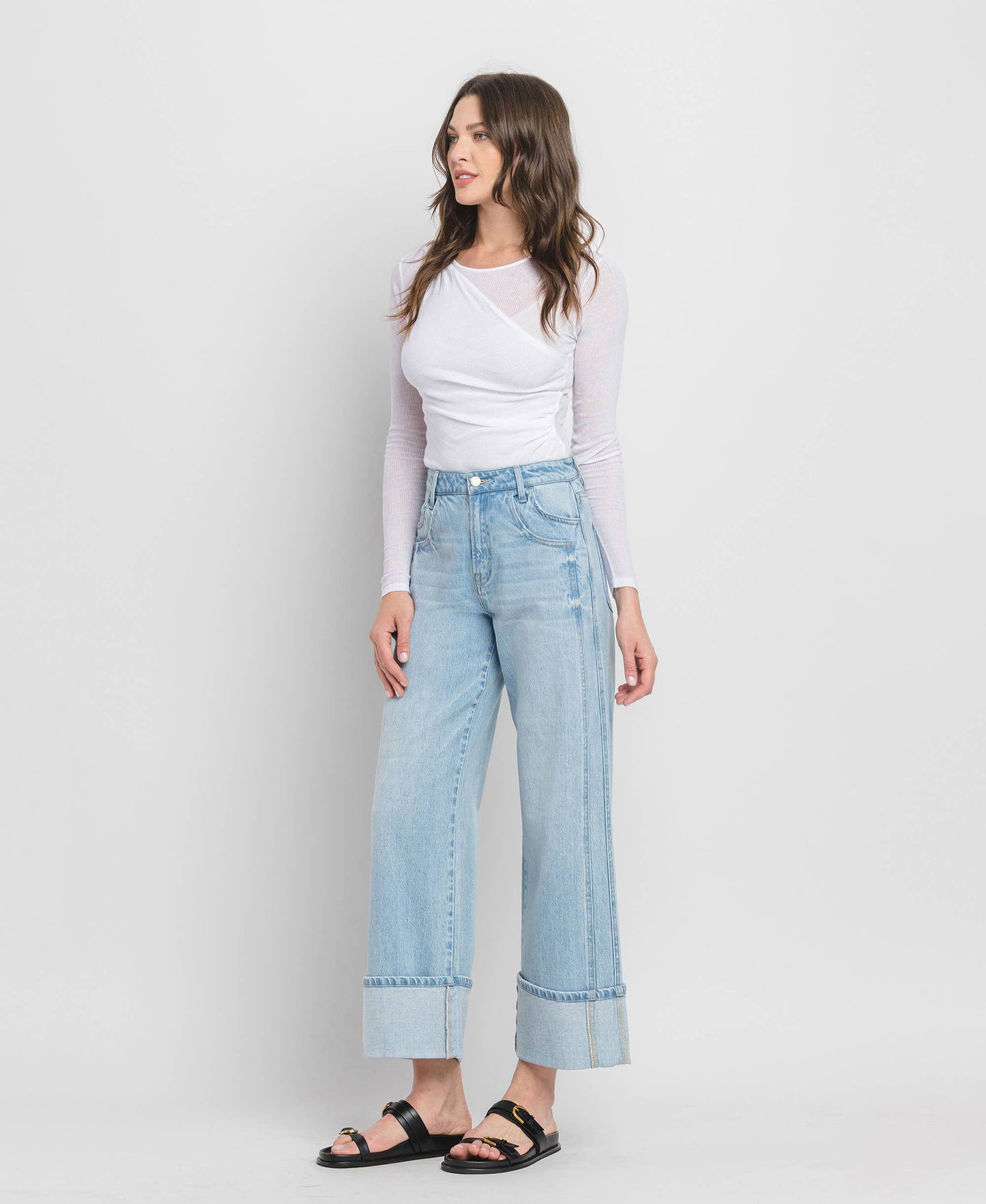 Super High Rise Cuffed Baggy Jeans