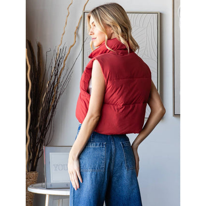 Cropped Adjustable Puffer Vest