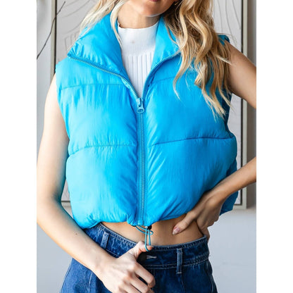 Cropped Adjustable Puffer Vest
