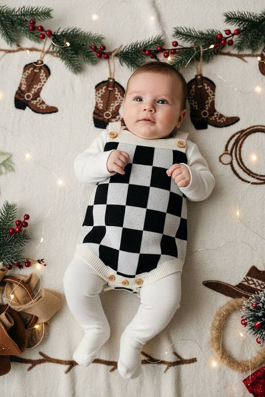 Checkered Adjustable Infant Sweater Onsie