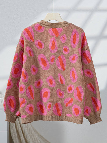V-Neck Leopard Boxy Sweater