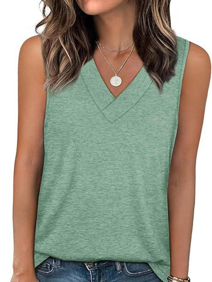 V-neck Solid Color Vest