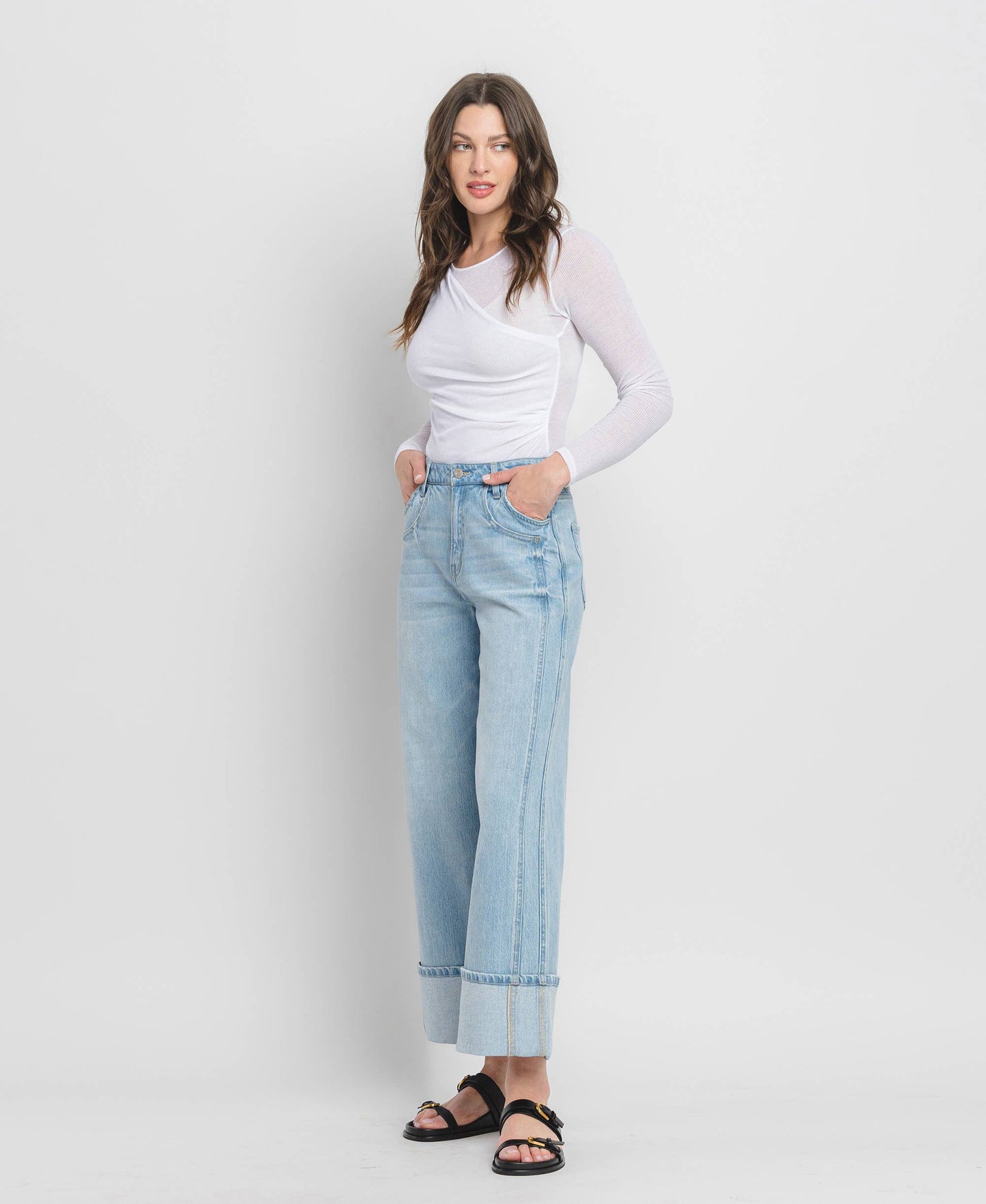 Super High Rise Cuffed Baggy Jeans