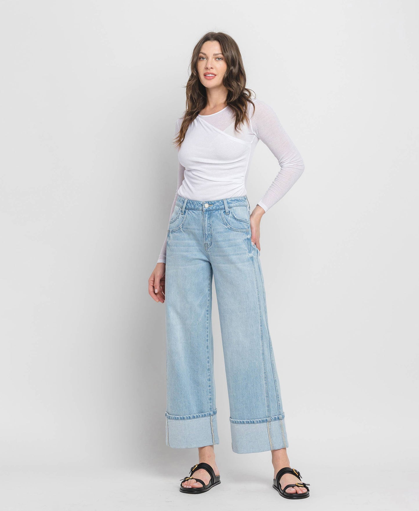 Super High Rise Cuffed Baggy Jeans