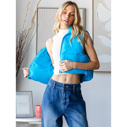 Cropped Adjustable Puffer Vest