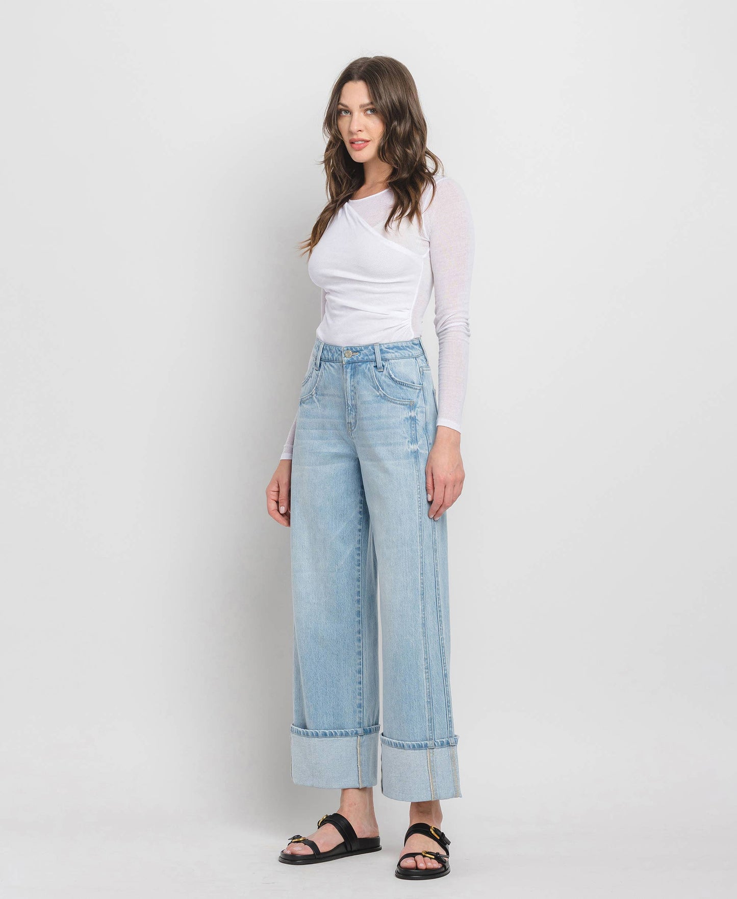Super High Rise Cuffed Baggy Jeans