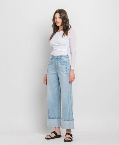 Super High Rise Cuffed Baggy Jeans