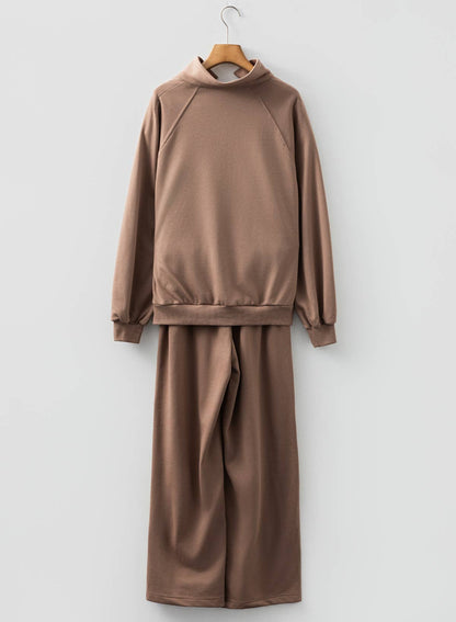Polo Collar V-Neck Pullover and Drawstring Sweatpants Set