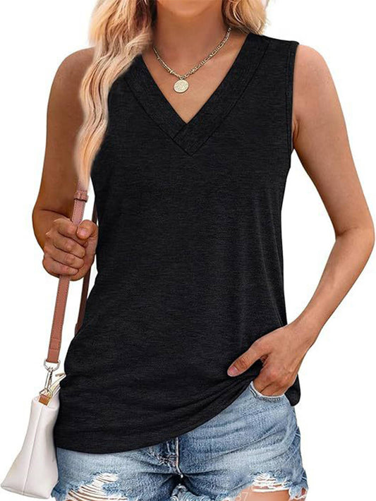V-neck Solid Color Vest