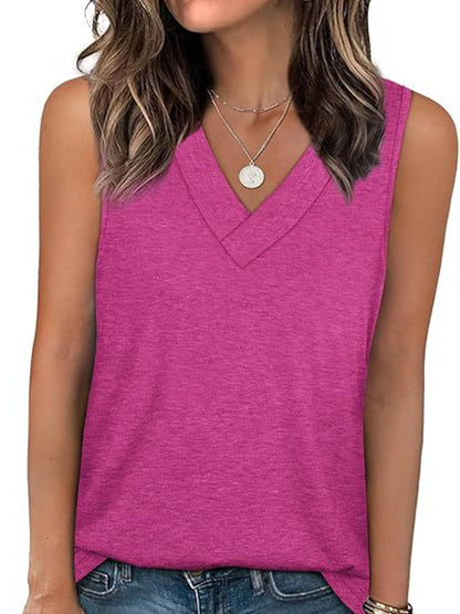 V-neck Solid Color Vest