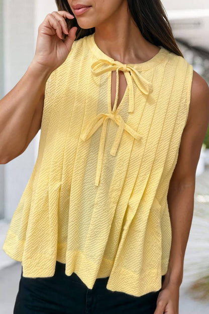 Cute Solid Bow Tie Neck Tank Top | S-XL