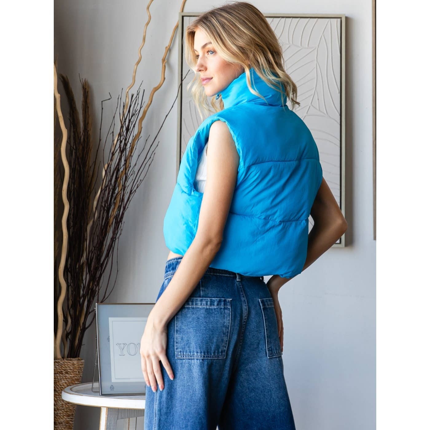 Cropped Adjustable Puffer Vest