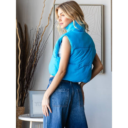 Cropped Adjustable Puffer Vest