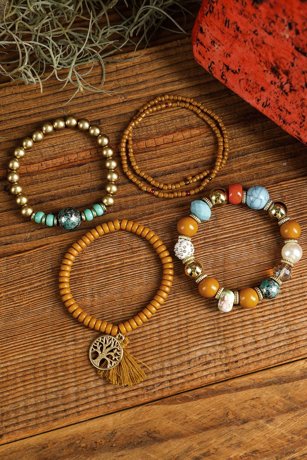 5pcs Boho Beaded Turquoise Bracelets Set