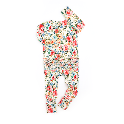 Nayeli RUFFLE ZIP Bamboo One Piece Floral Baby Clothing