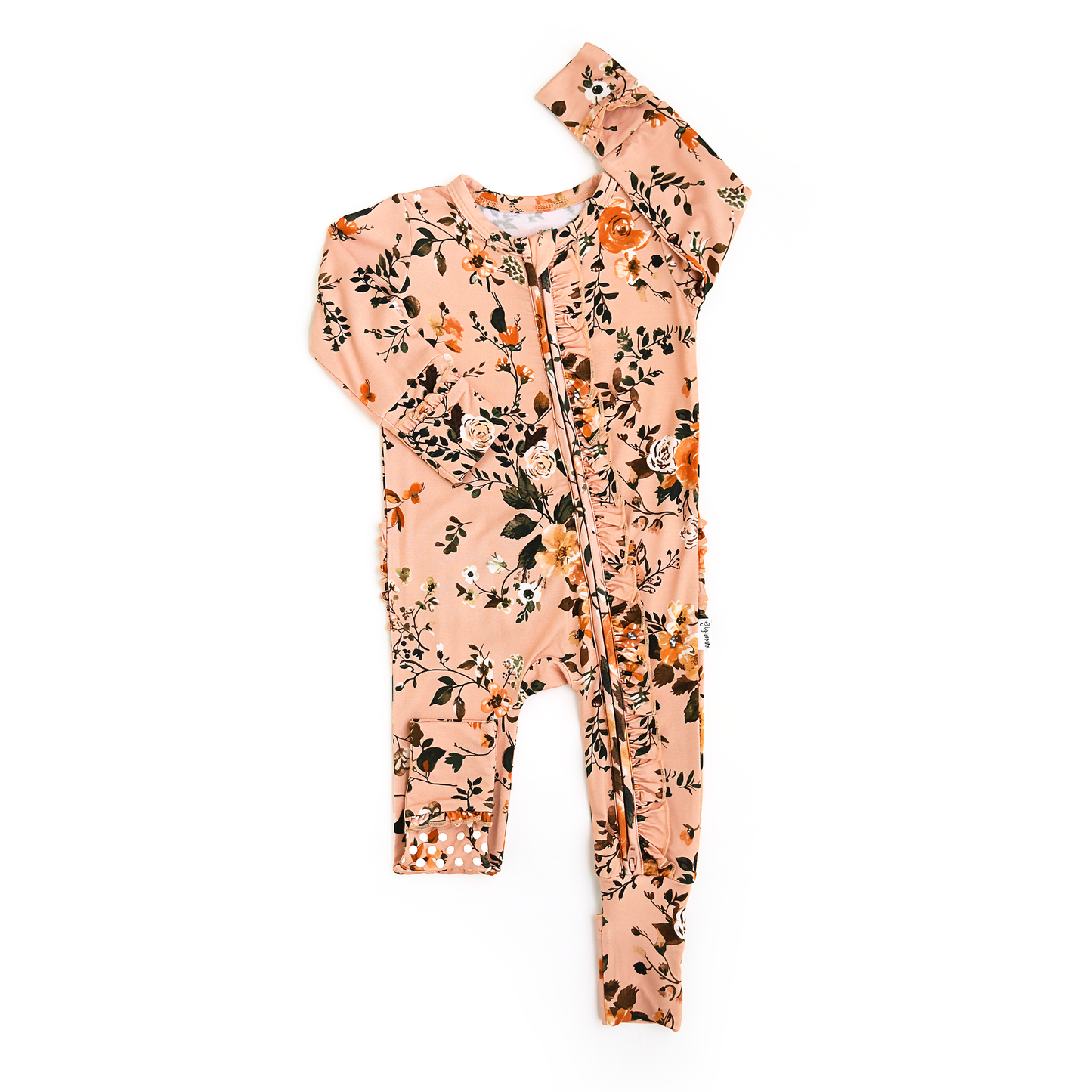 Flora Light Pink RUFFLE ZIP Floral Bamboo 1PC 2 Way Zipper
