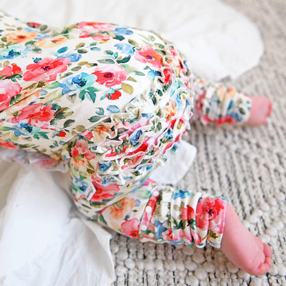 Nayeli RUFFLE ZIP Bamboo One Piece Floral Baby Clothing