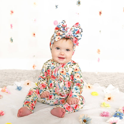 Nayeli RUFFLE ZIP Bamboo One Piece Floral Baby Clothing