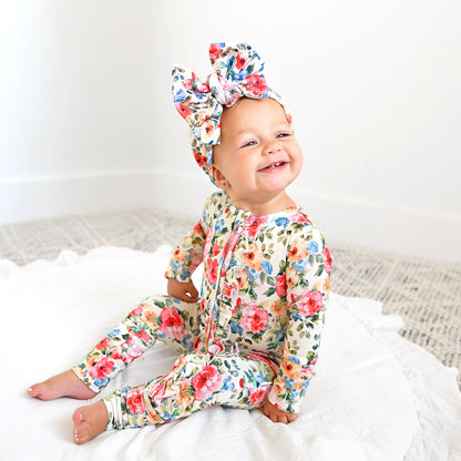 Nayeli RUFFLE ZIP Bamboo One Piece Floral Baby Clothing