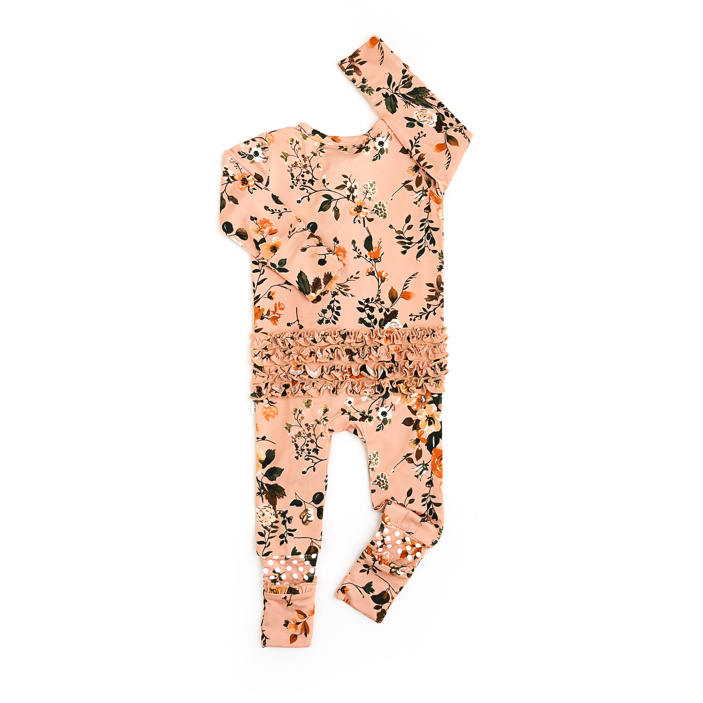 Flora Light Pink RUFFLE ZIP Floral Bamboo 1PC 2 Way Zipper